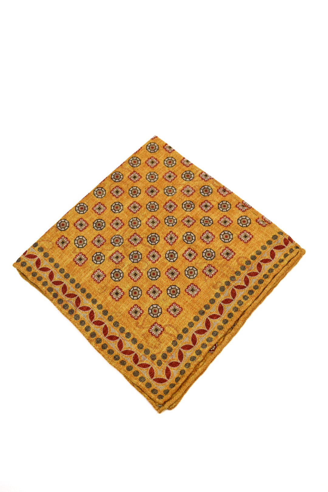 Edward Armah Marigold/Rust Neat/Pine Paisley Pocket Square