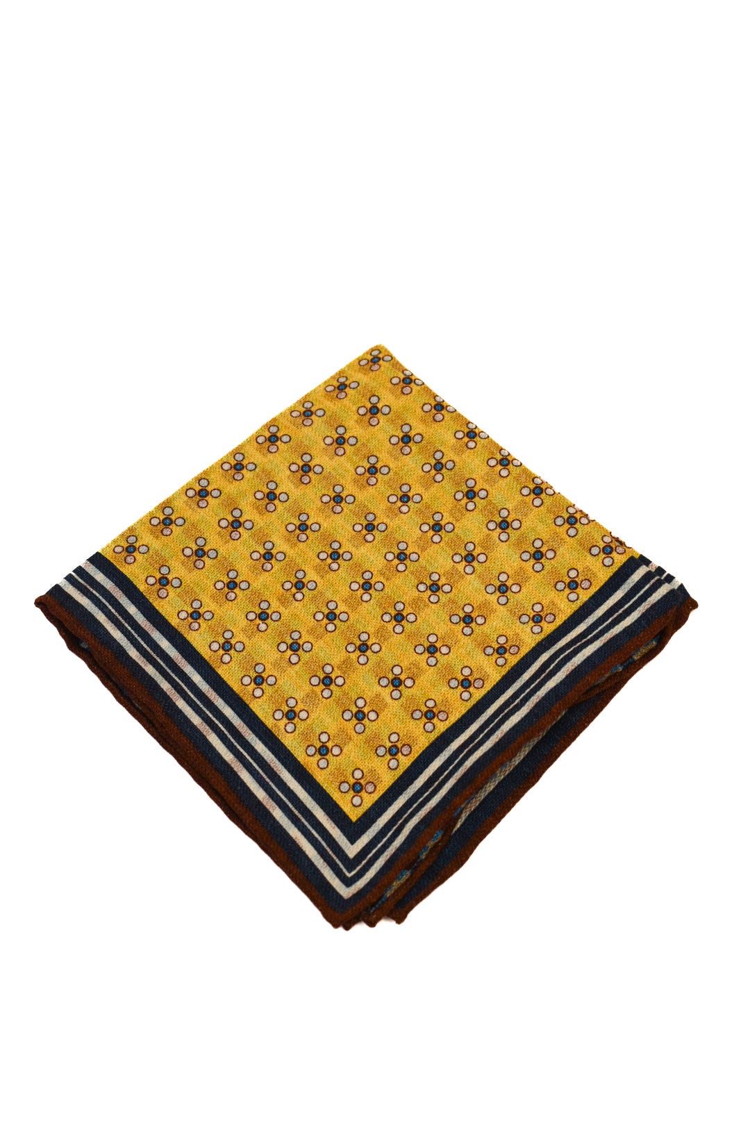 Edward Armah Yellow/Deep Blue/Brown Dot Pattern/Cross Neat Pocket Square