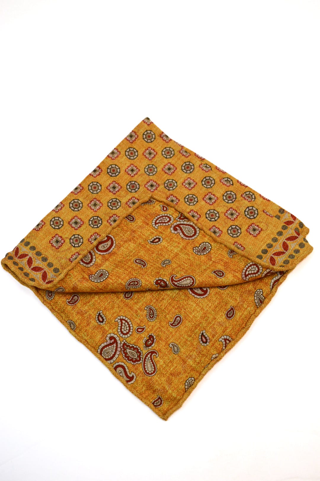 Edward Armah Marigold/Rust Neat/Pine Paisley Pocket Square