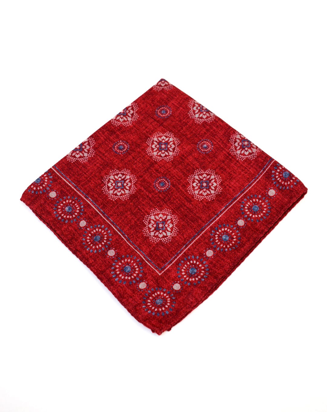 Edward Armah Red Medallion/Floret Neat Pocket Square