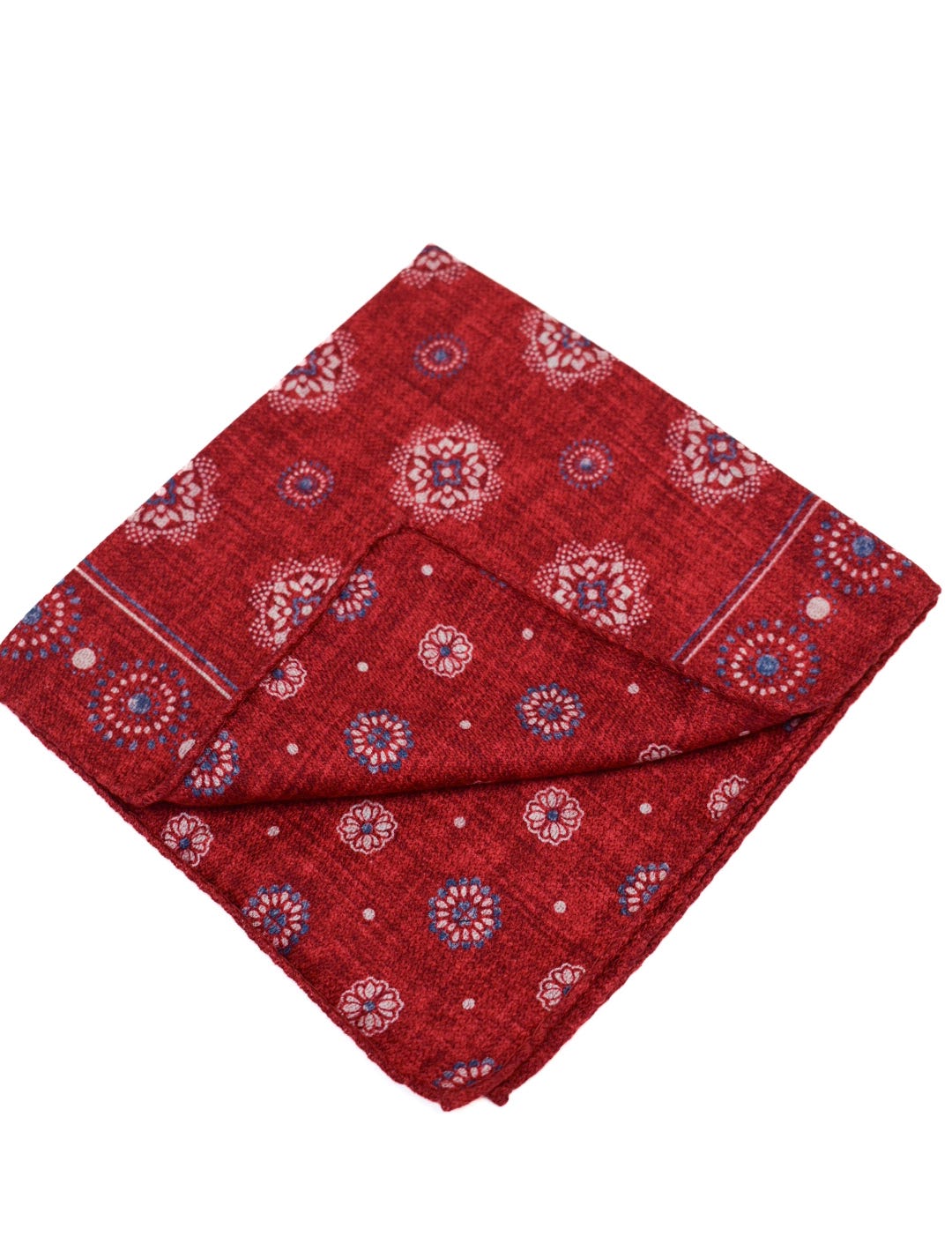 Edward Armah Red Medallion/Floret Neat Pocket Square
