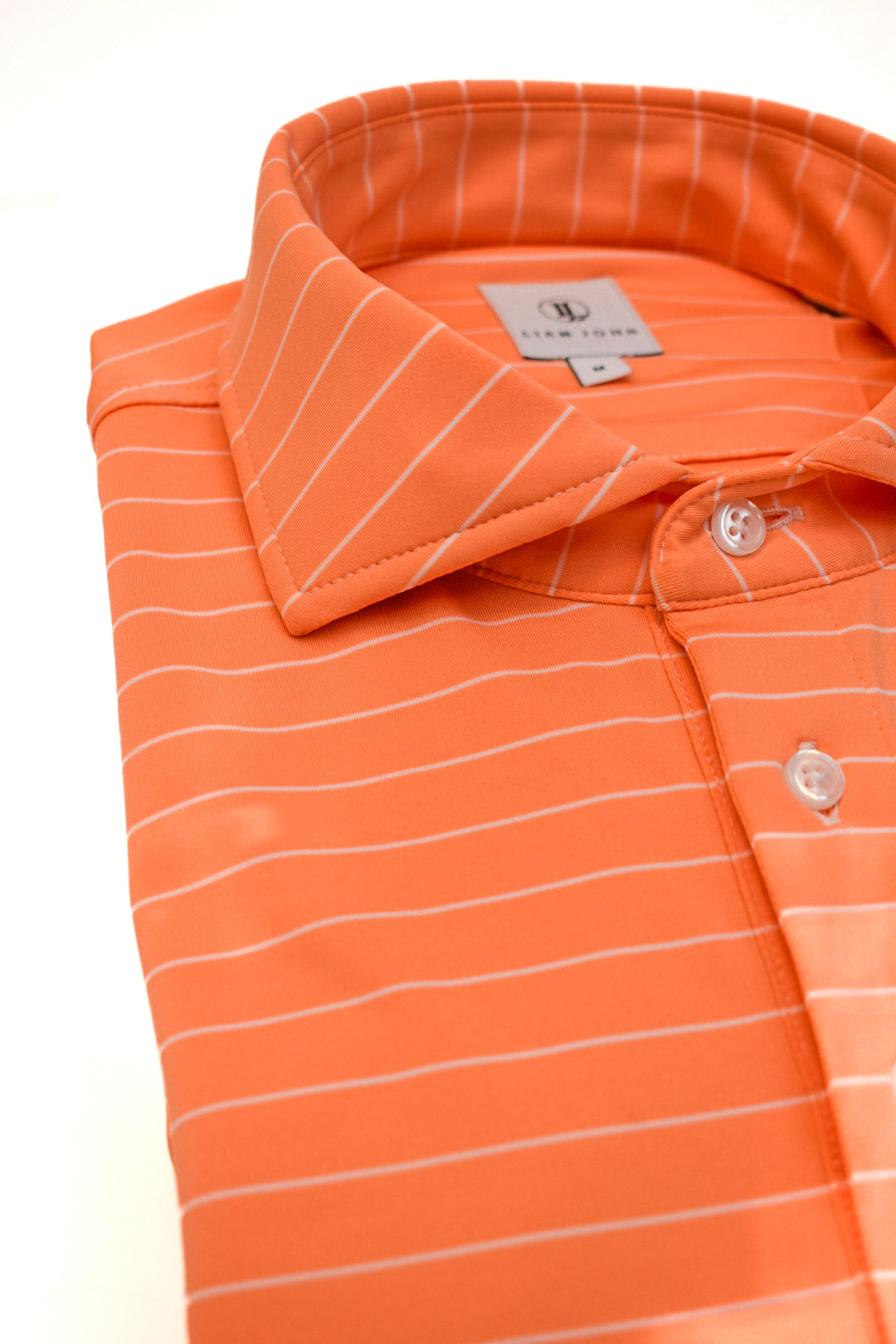 Liam John Performance Solid Polo with Thin White Stripe