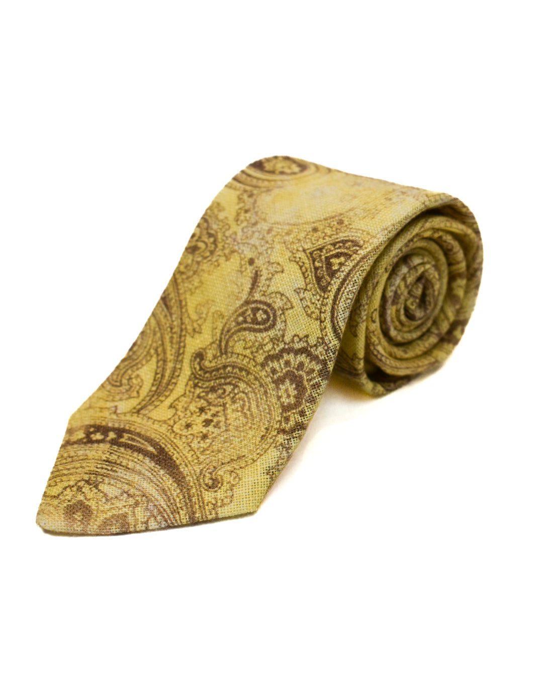 Liam John Yellow Linen Paisley Tie