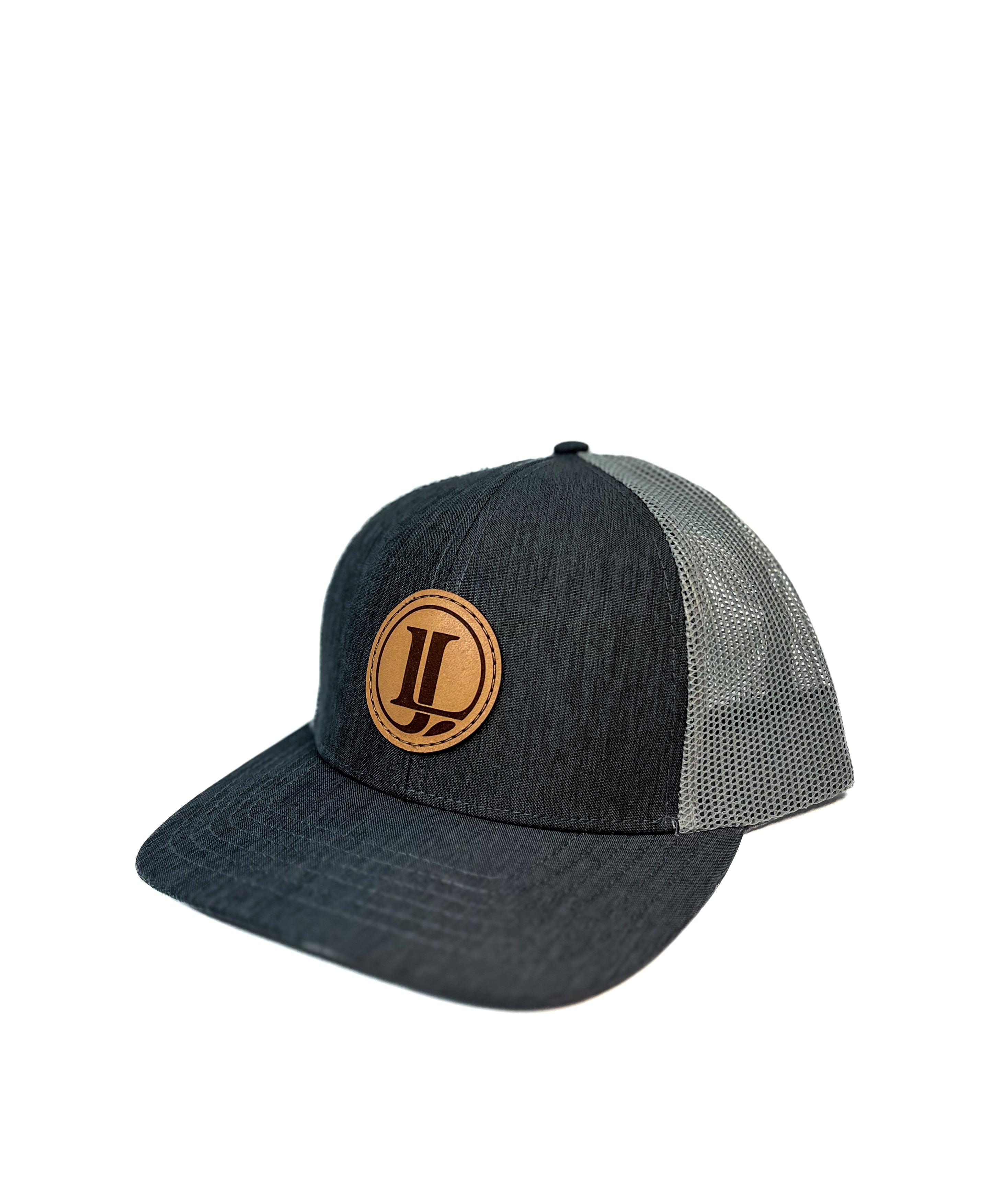 Liam John Leather Logo Hat- Grey