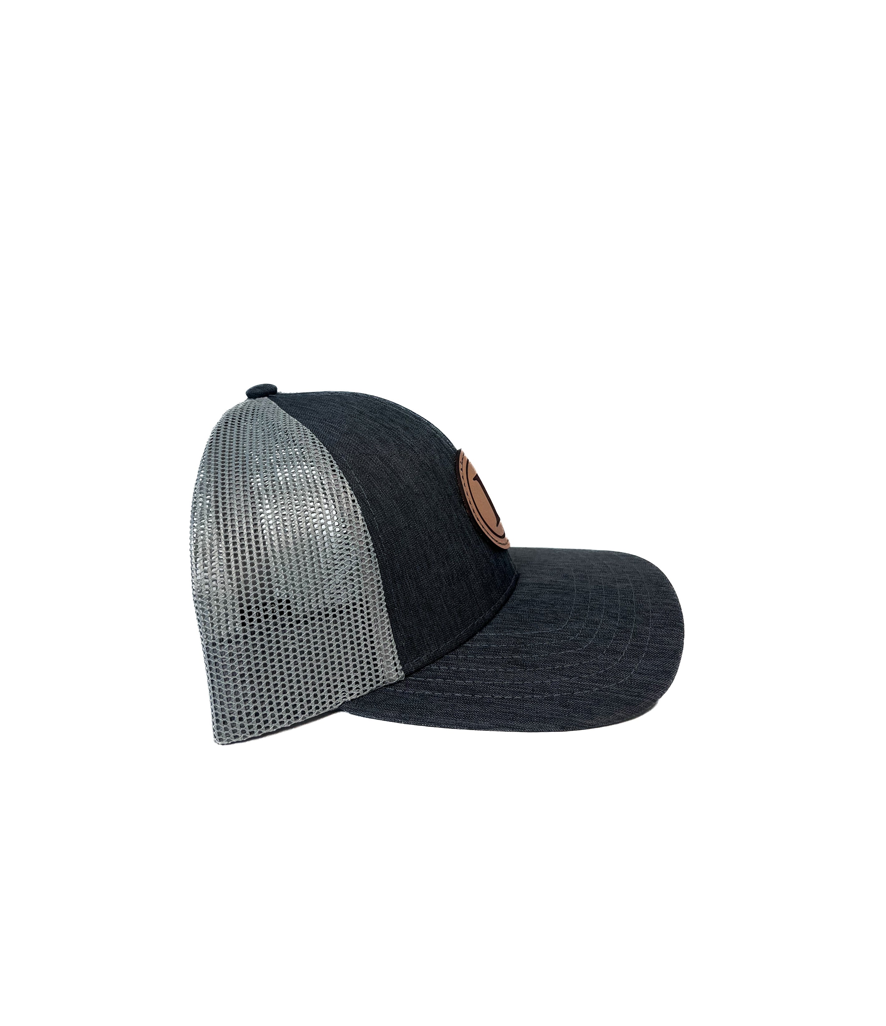 Liam John Leather Logo Hat- Grey