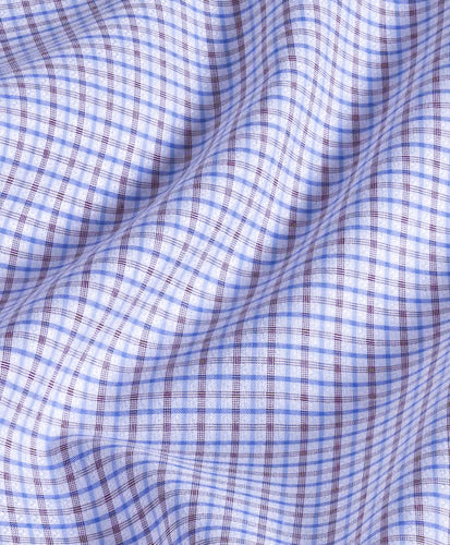 David Donahue Lilac/Blue Dobby Check Dress Shirt
