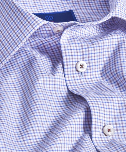 Lilac/Blue Dobby Check Dress Shirt