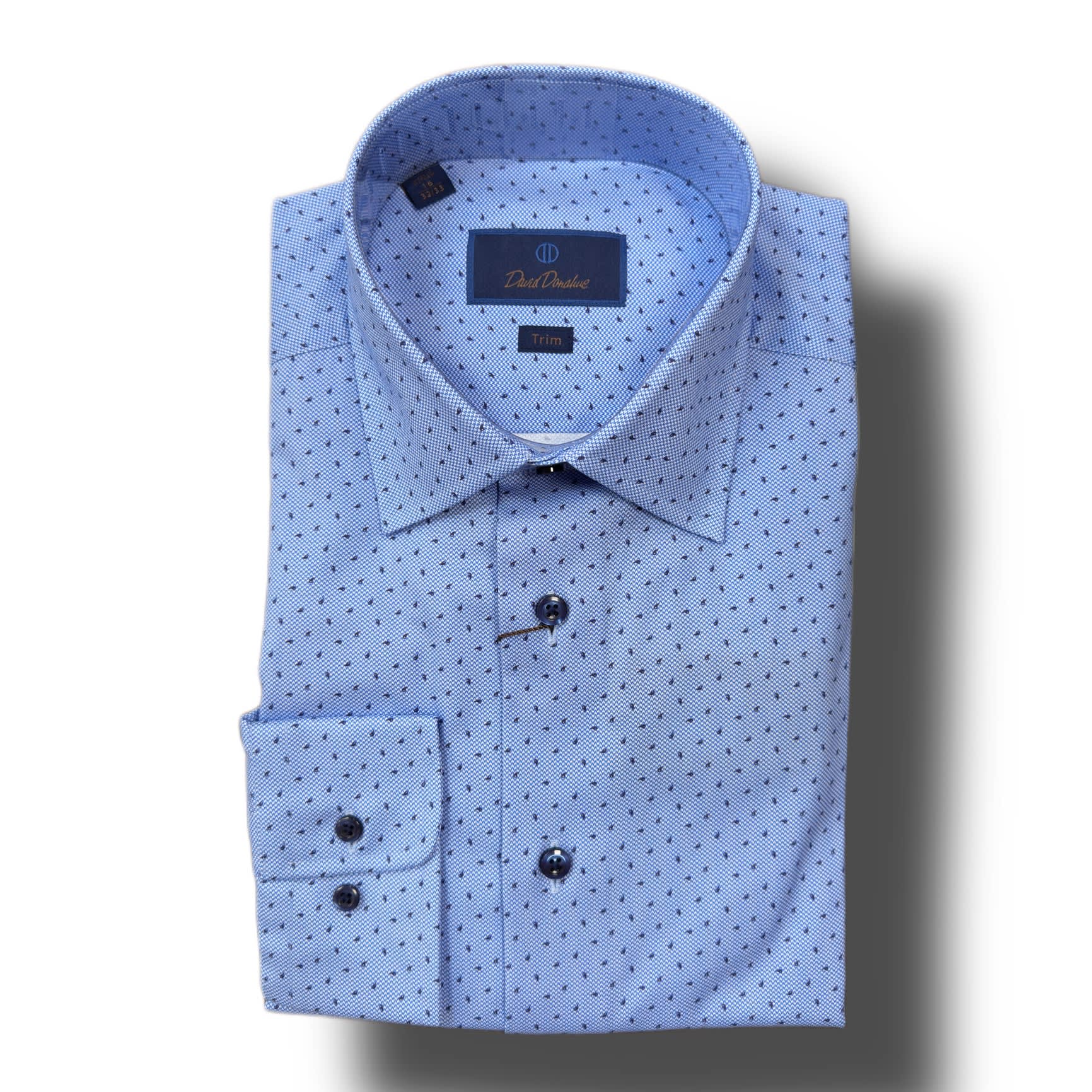 David Donahue Blue Paisley Weave Dress Shirt