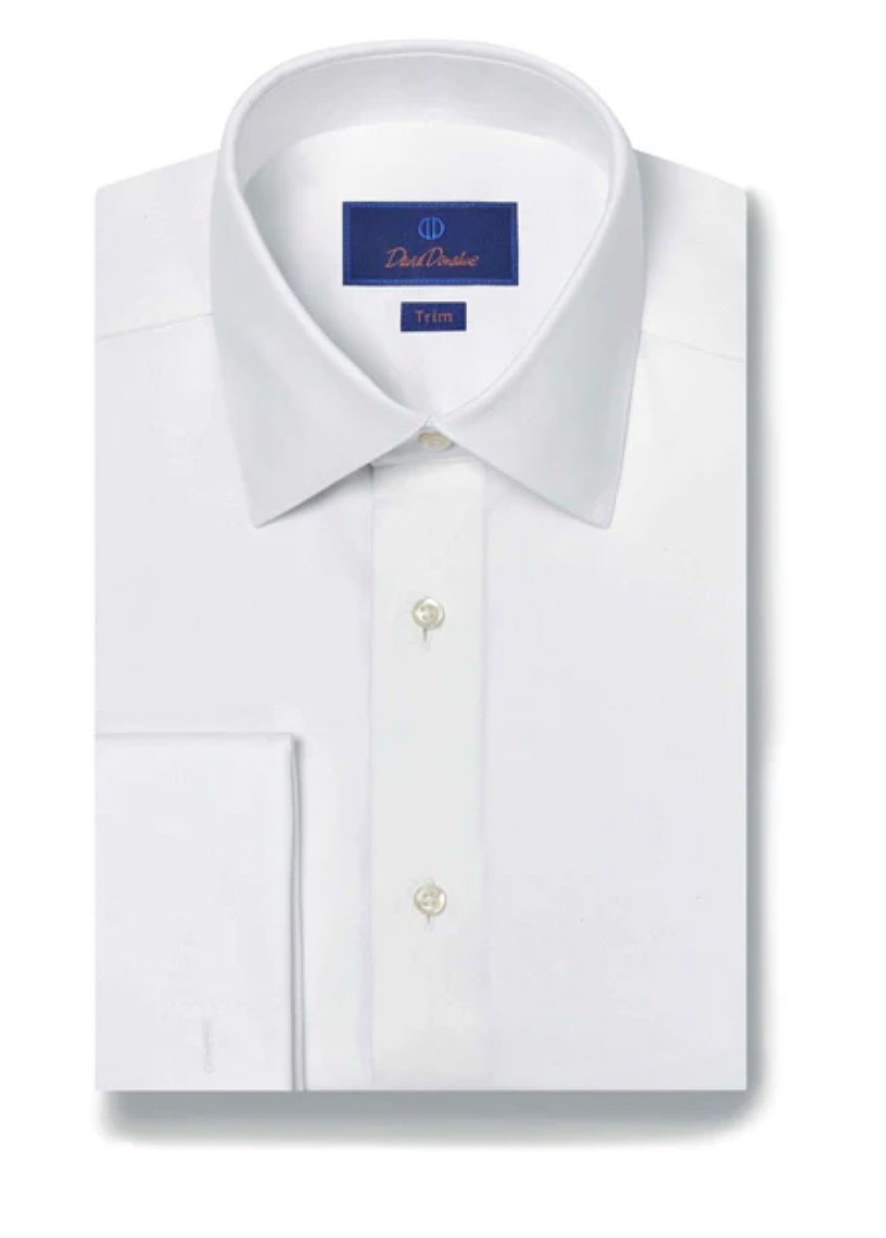 David Donahue White Performance Twill Formal Shirt