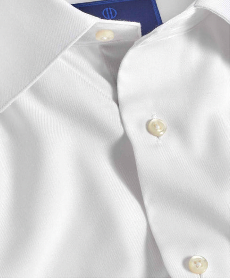 David Donahue White Performance Twill Formal Shirt