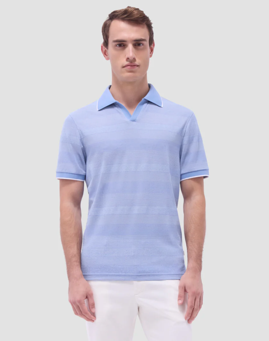 Bugatchi Mixed Media Johnny Collar Polo Shirt