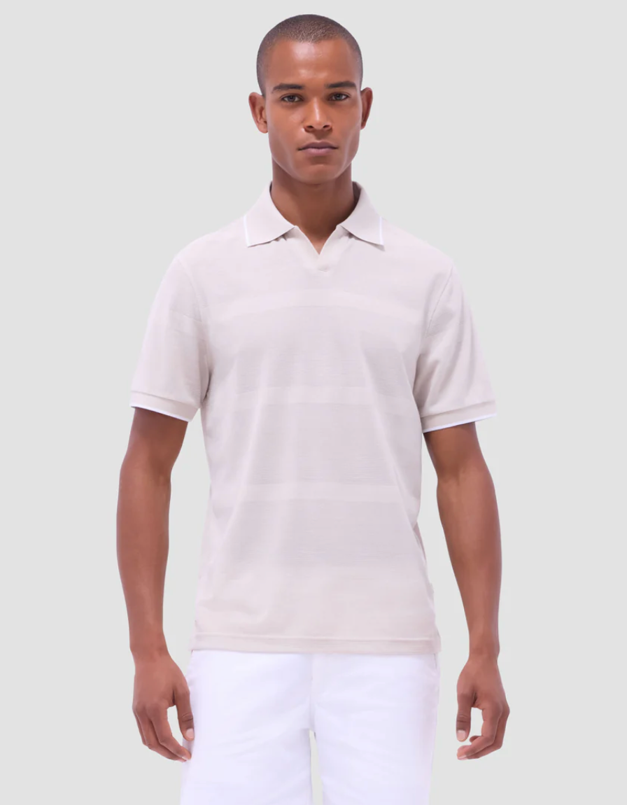 Bugatchi Mixed Media Johnny Collar Polo Shirt