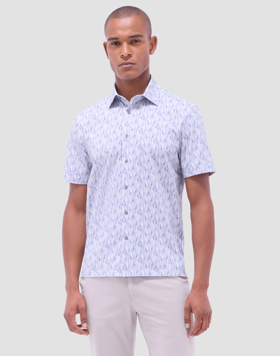 Bugatchi Milo Feather Ooohcotton Short Sleeve Button Down