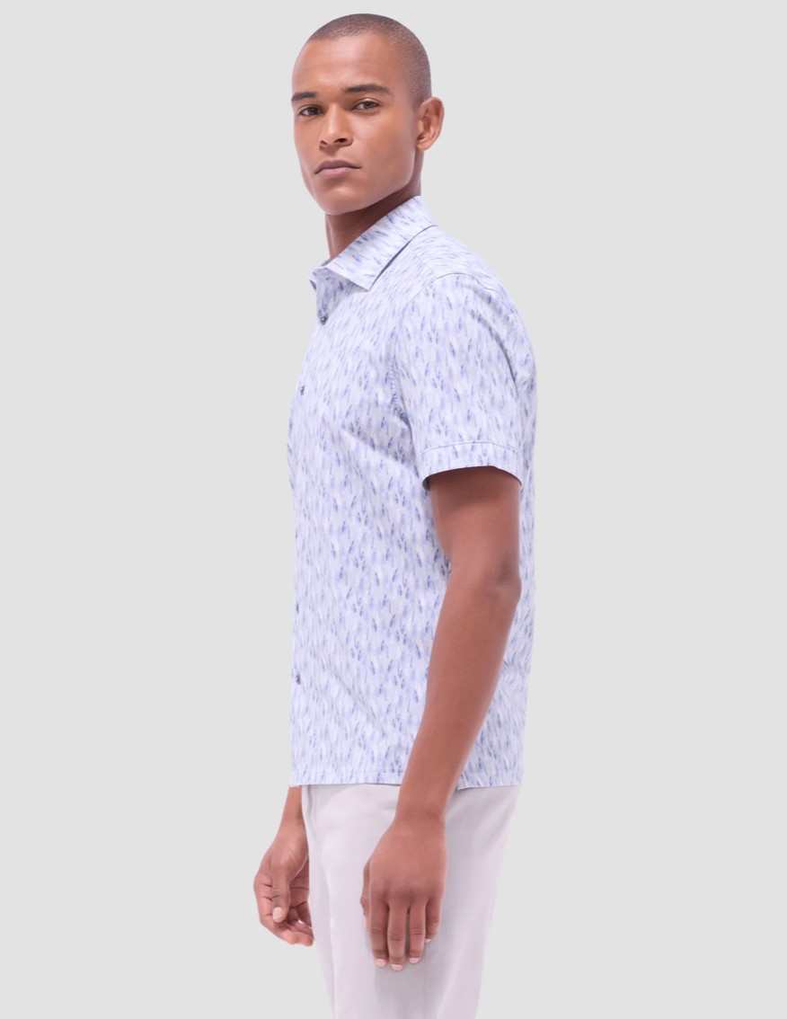 Bugatchi Milo Feather Ooohcotton Short Sleeve Button Down