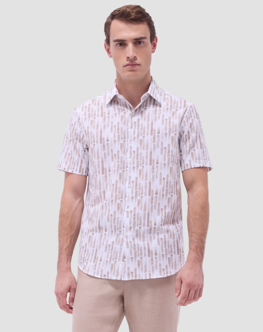 Bugatchi Orson Abstract Seersucker Short Sleeve Button Down
