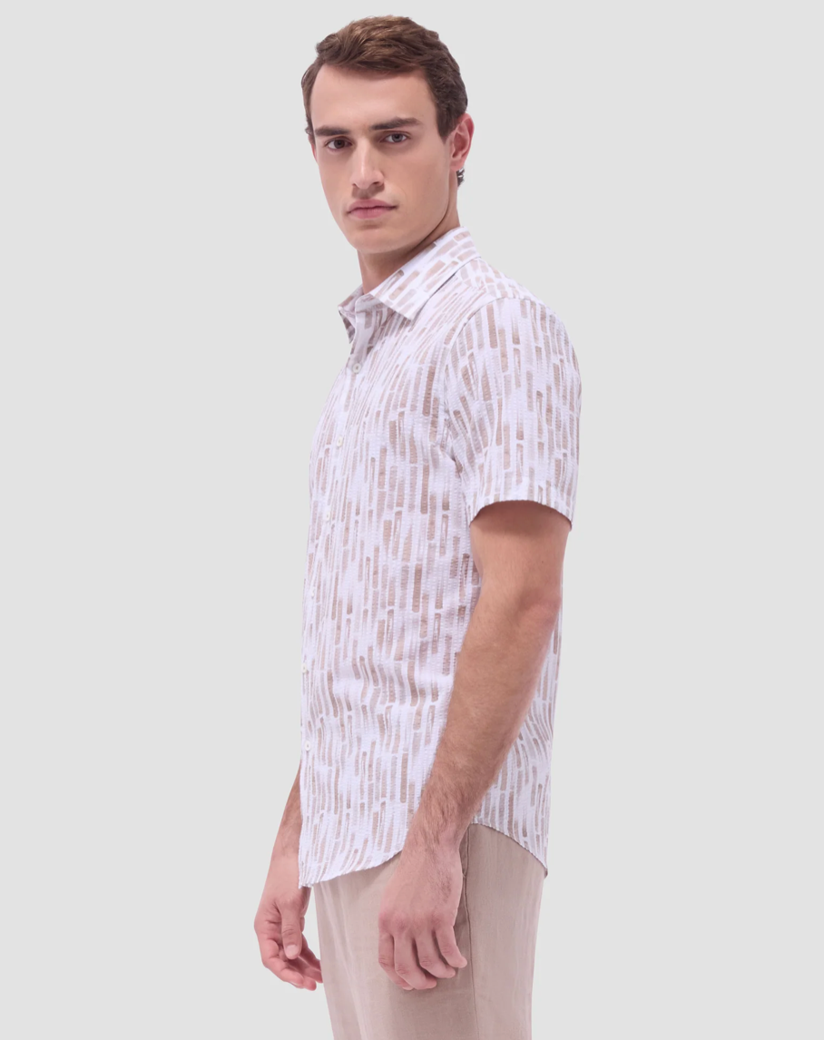 Bugatchi Orson Abstract Seersucker Short Sleeve Button Down