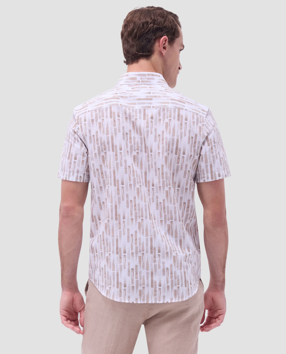 Bugatchi Orson Abstract Seersucker Short Sleeve Button Down