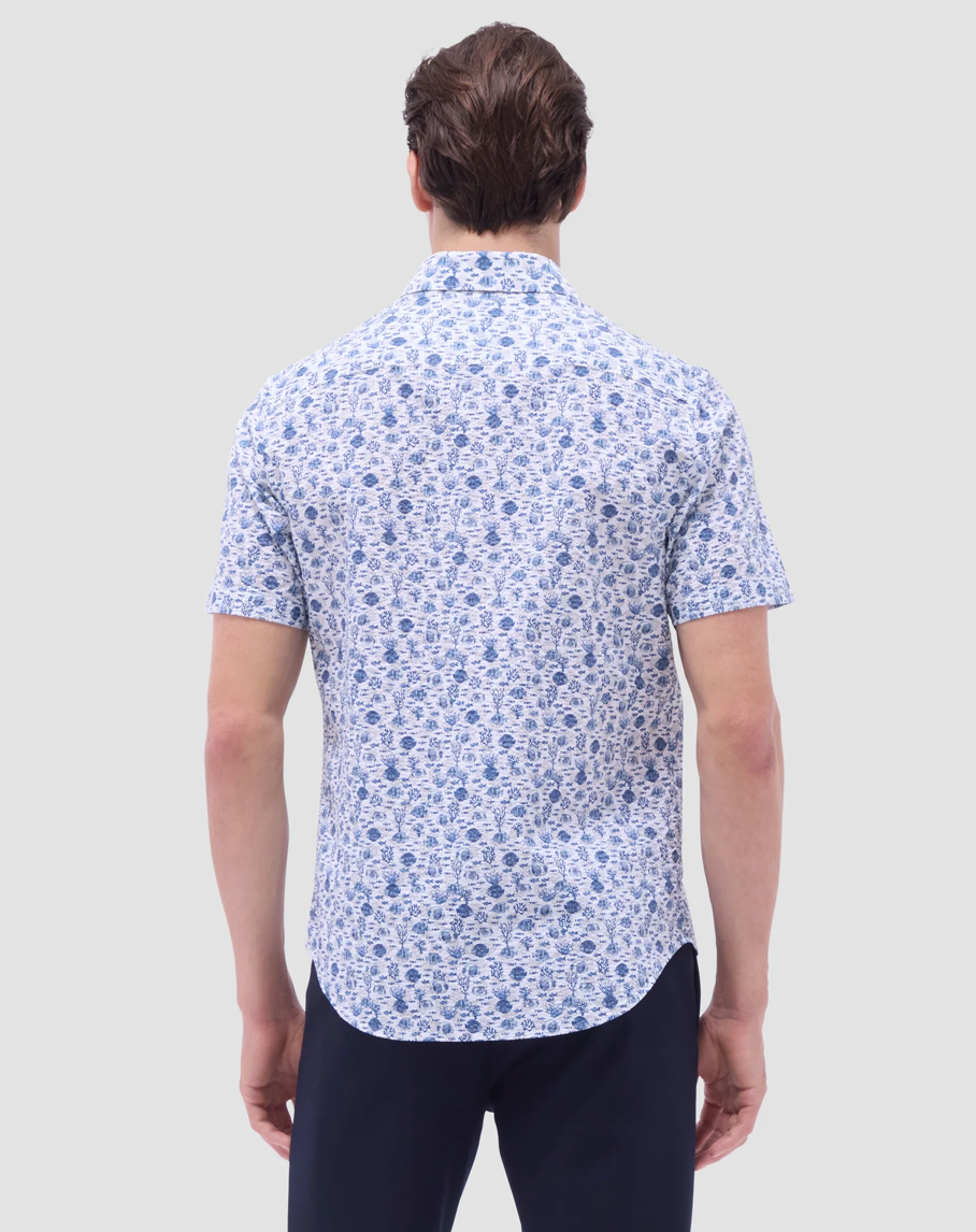 Bugatchi Orson Marine Life Seersucker Short Sleeve Button Down