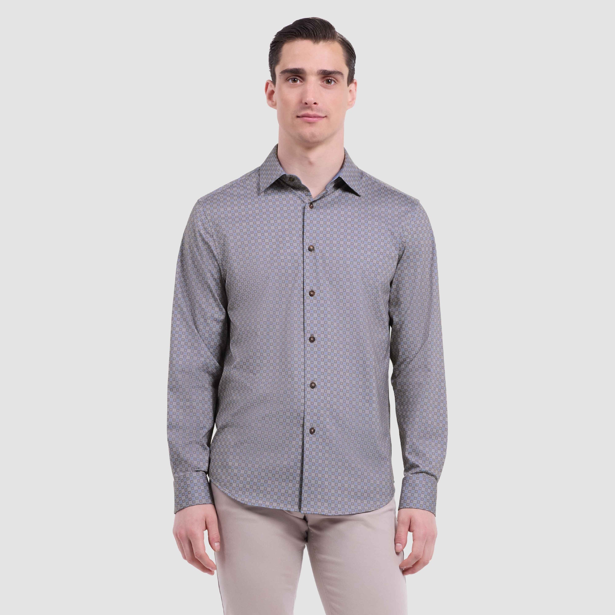 Jimmy Double- Sided Geometric and Solid Ooh Cotton Shirt