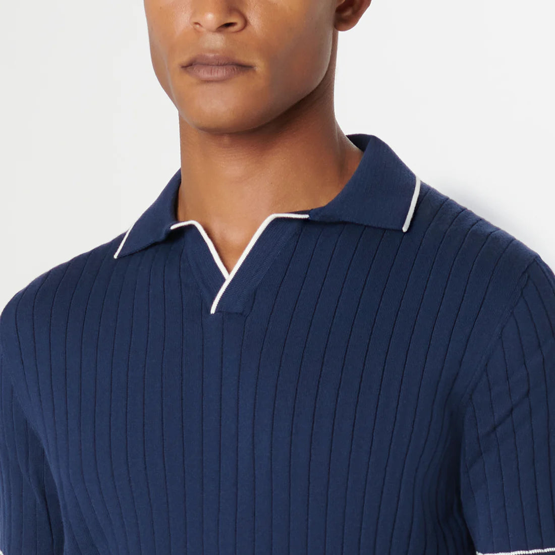 Bugatchi Rib Stitch Short Sleeve Johnny Sweater