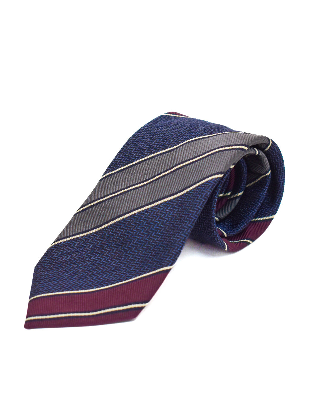 Liam John Blue Gray Garnet Large Stripe Tie