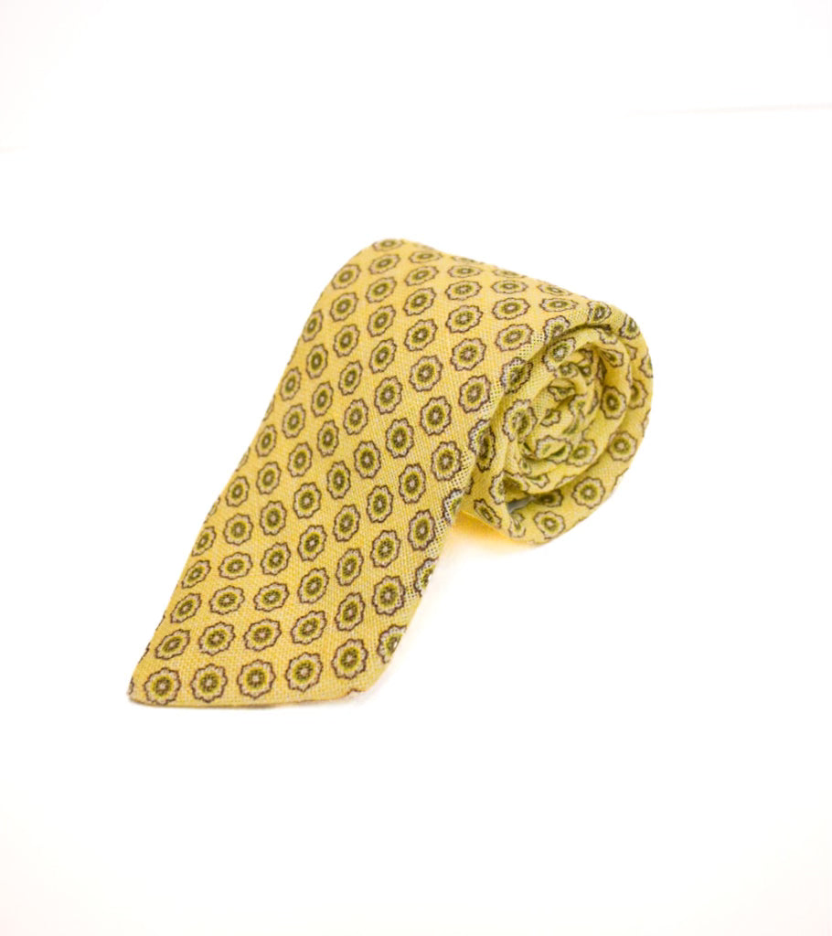 Liam John Yellow Linen Floral Tie