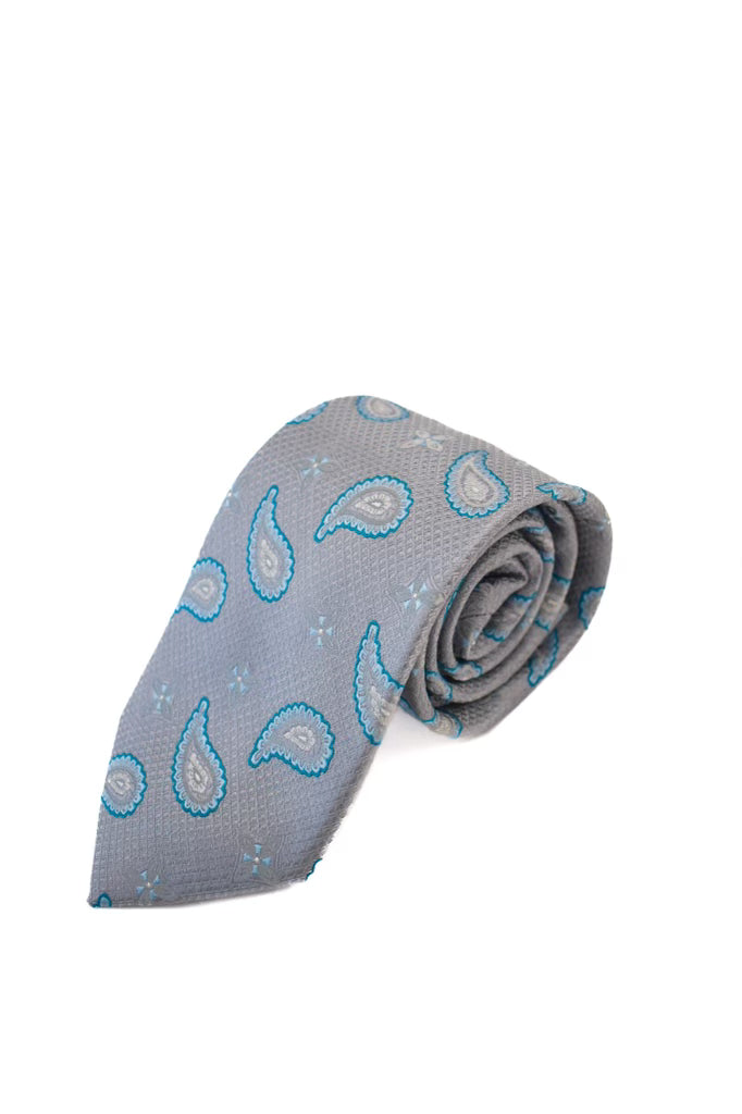 Forsyth Silver/Blue Paisley Tie