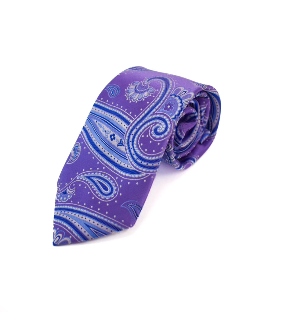 Forsyth Purple/Navy Thick Paisley Tie