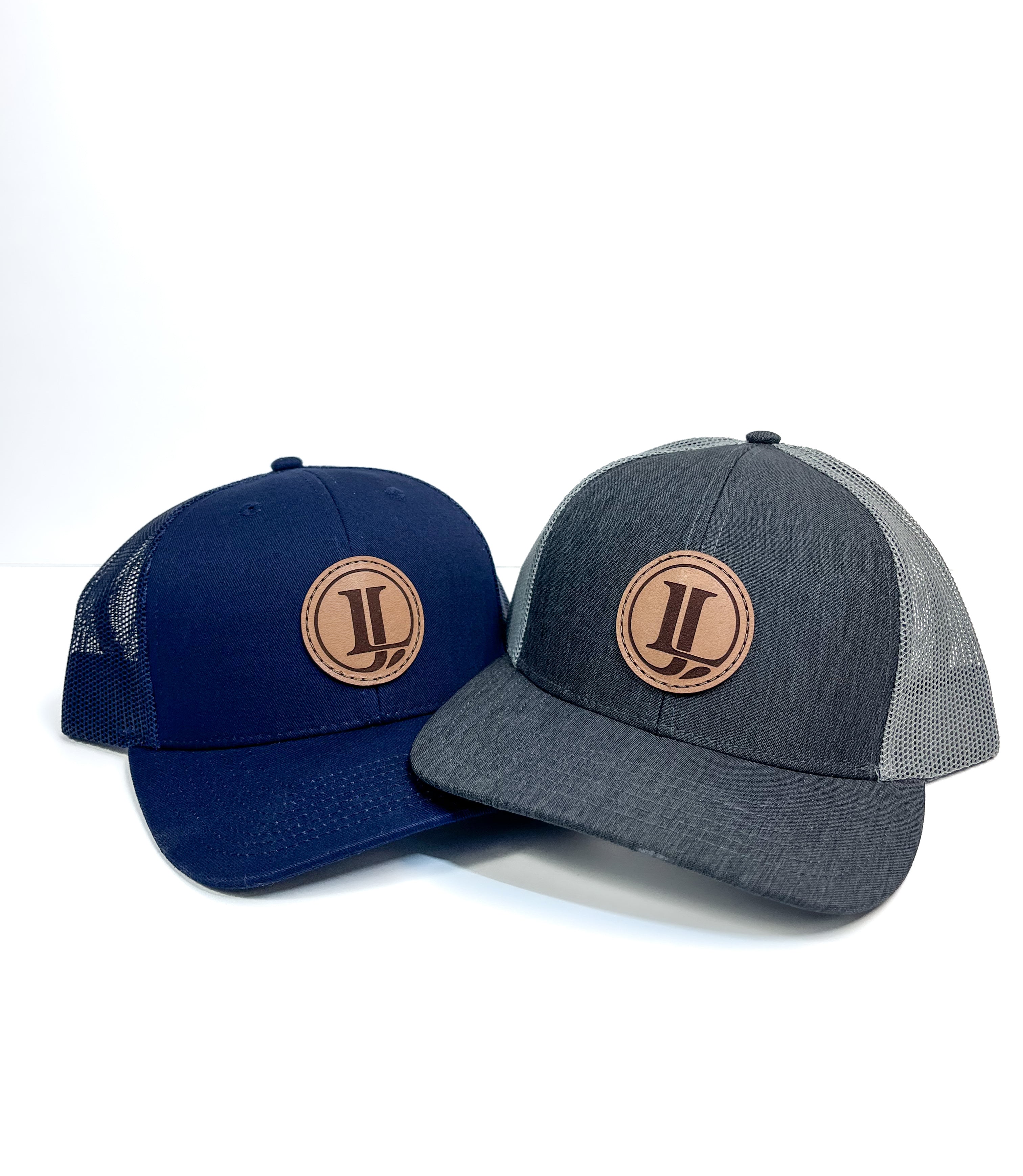 Liam John Leather Logo Hat- Grey