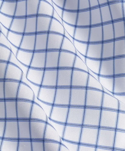 White and Blue Grid Check Non-Iron Dress Shirt
