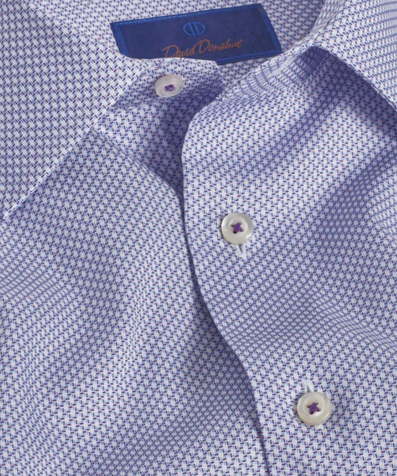 David Donahue Purple & Sky Micro Print Dress Shirt