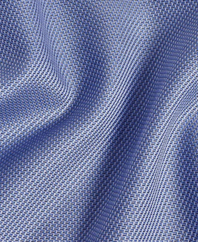 David Donahue Blue Textured Twill Dress Shirt