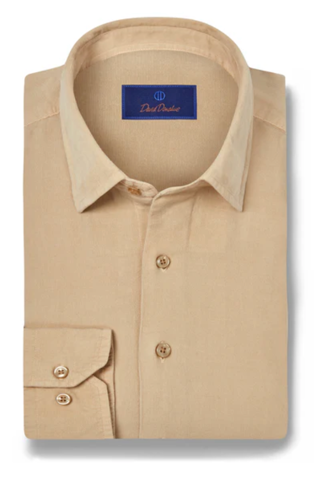 David Donahue Sand Fine Wale Corduroy Sport Shirt