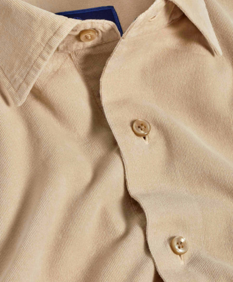 David Donahue Sand Fine Wale Corduroy Sport Shirt