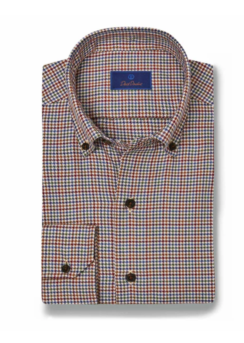 David Donahue Merlot Multi Check Shirt