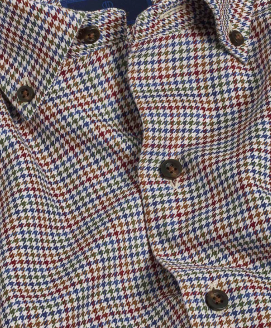 David Donahue Merlot Multi Check Shirt