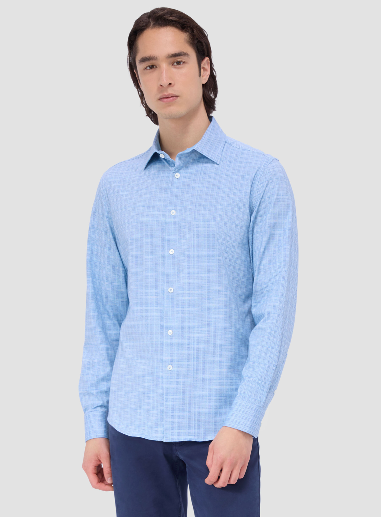 Bugatchi Jimmy Doubled Sided Plaid/Herringbone OoohCotton Shirt