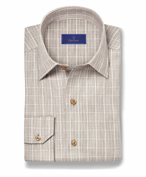 David Donahue Cashmere Herringbone Check Sport Shirt