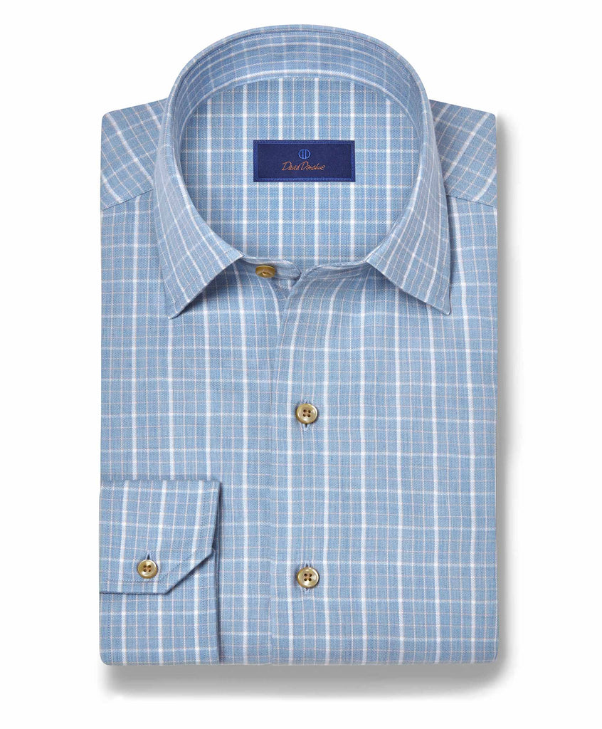 David Donahue Cashmere Herringbone Check Sport Shirt